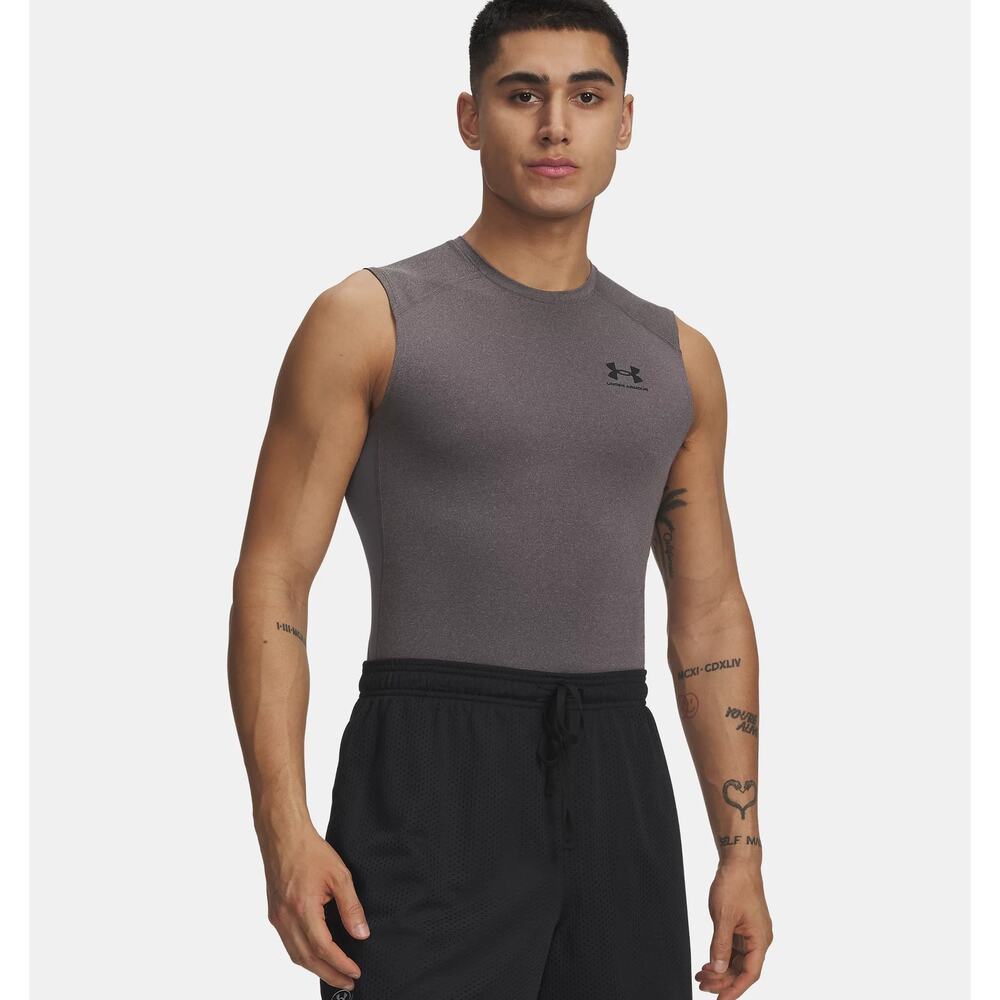 NWT Under Armour HeatGear OG Compression Sleeveless in Carbon Heather sz XL